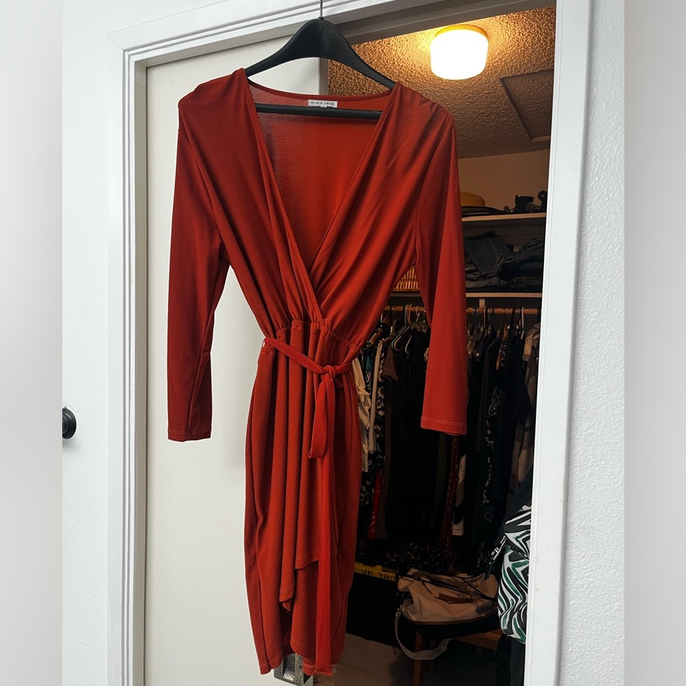Black Swan Rust Long Sleeve Dress